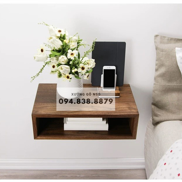 Bàn treo tường tủ kệ gỗ tab đầu giường thông minh nhỏ gọn tiện lợi giá rẻ treo vít âm tường dễ dàng lắp ghép