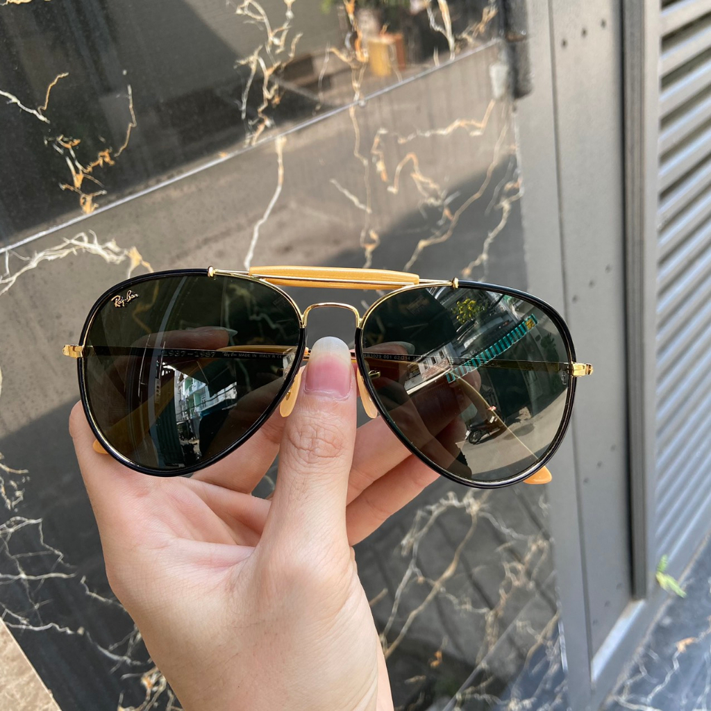Kính Rayban phi công bọc viền, mắt đen chống chói, chống tia UV