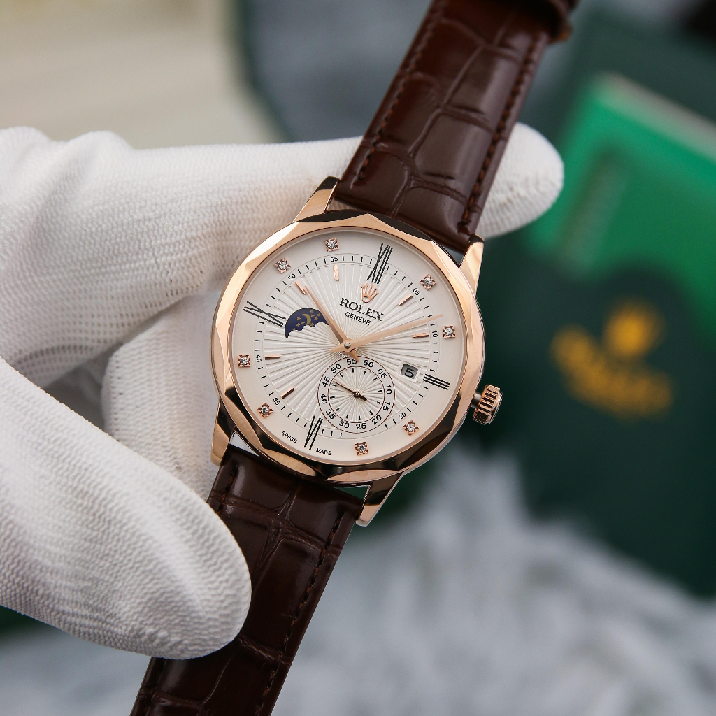 Đồng Hồ Nam Cơ RL Dây Da Cao Cấp - Có Lịch Tuần Trăng - Mặt Size 40mm - Kiểu Dáng Trẻ Trung, Năng Động, Lịch Lãm