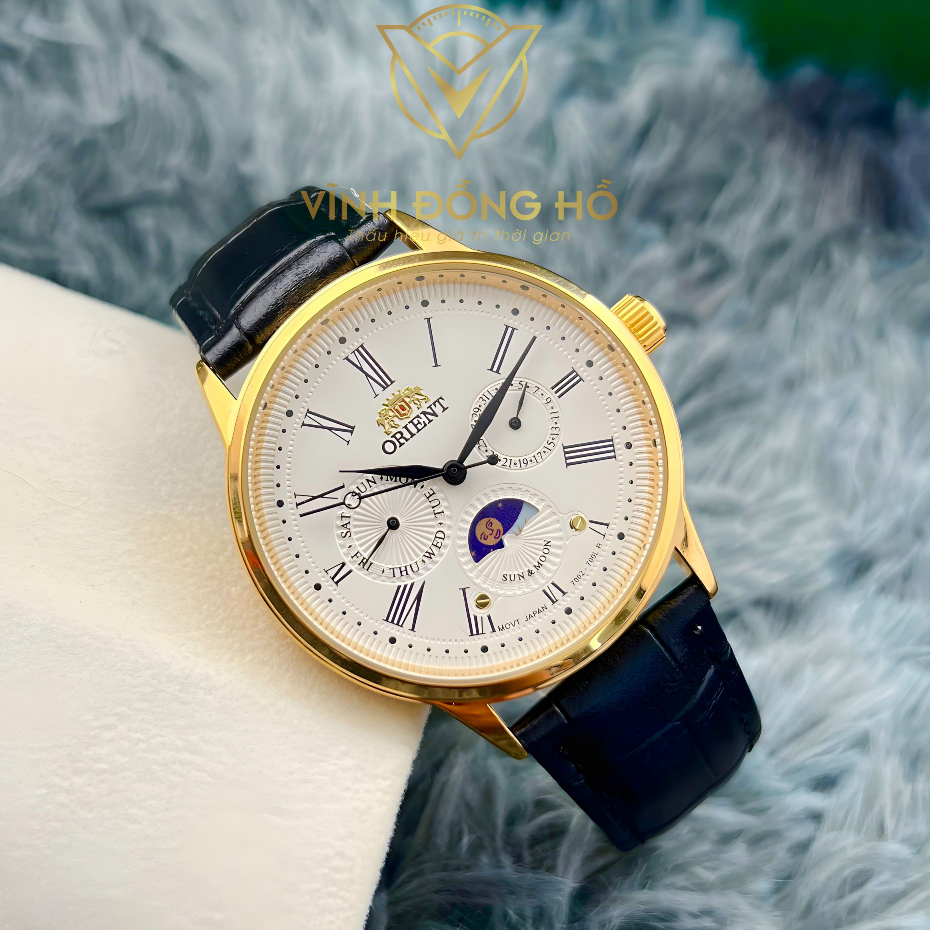 Đồng Hồ Nam Orient Máy Pin - Chạy Full Kim - Lịch Sun & Moon - Chống Nước, Chống Xước - Mặt Size 40mm