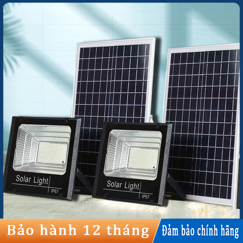 Đèn pha led Năng Lượng Mặt Trời công suất 50W 200w 300W 500W kèm tấm pin rời có remote có cảm biến tự động