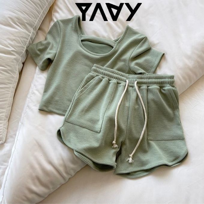 Bộ nữ mùa hè, Bộ đùi nữ thời trang thun xốp năng động mùa hè thoáng mát thấm hút mồ hôi dành cho nữ SET002