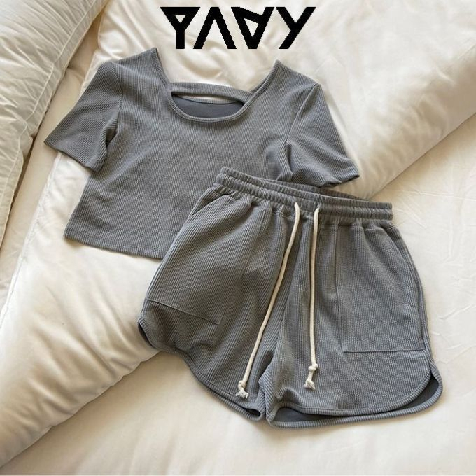 Bộ nữ mùa hè, Bộ đùi nữ thời trang thun xốp năng động mùa hè thoáng mát thấm hút mồ hôi dành cho nữ SET002