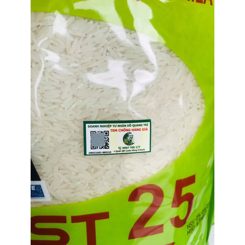Gạo ST25 đóng gói 5kg của DNTN Hồ Quang Trí nhà bác Cua thượng hạng - Hàng chính hãng - Bao bì mới