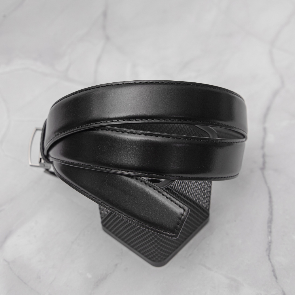 Thắt lưng nam FTT Leather da bò mặt khóa xỏ kim bản nhỏ 3cm màu đen sang trọng phù hợp đi làm công sở, đi học, đi chơi