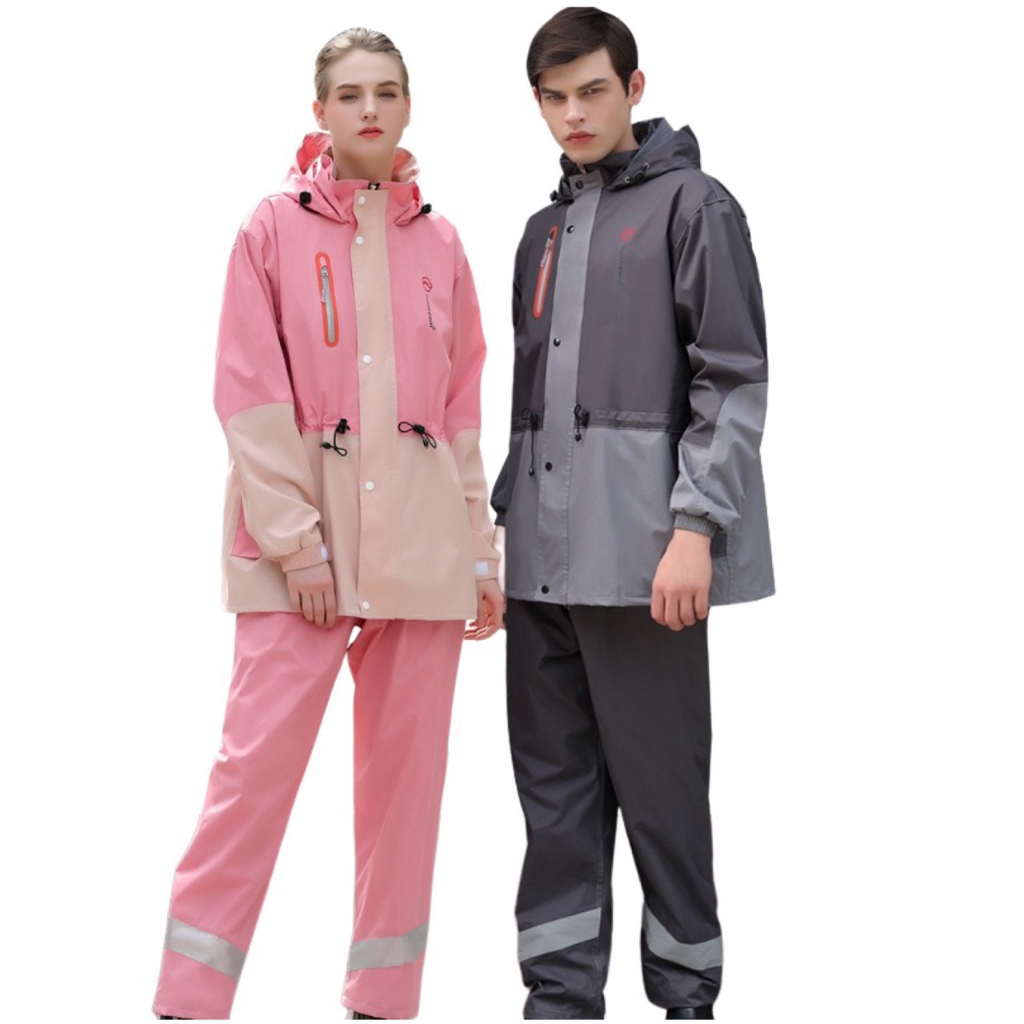 Áo mưa bộ người lớn Rainfreem chống thấm 98% có phản quang bộ áo mưa nam nữ vải dù cao cấp mũ liền đi tour phượt 38-95kg