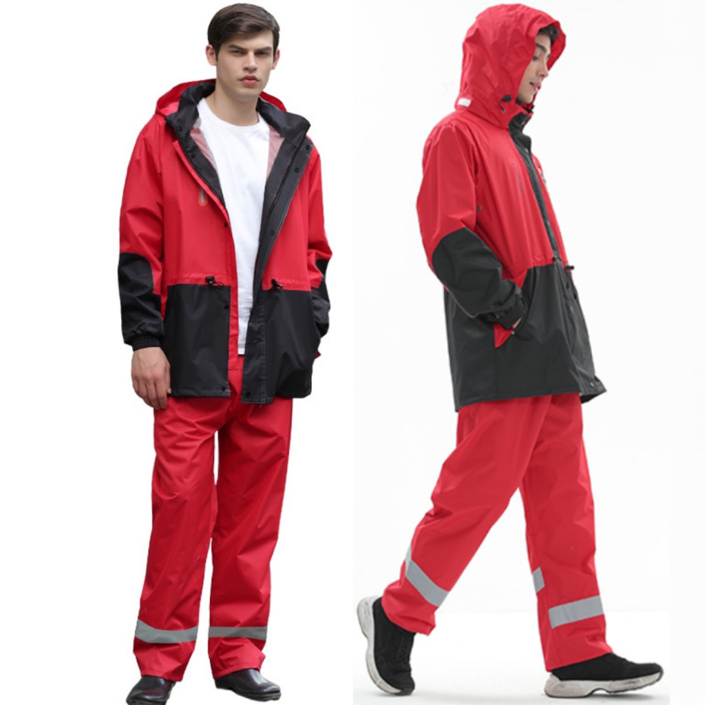 Áo mưa bộ người lớn Rainfreem chống thấm 98% có phản quang bộ áo mưa nam nữ vải dù cao cấp mũ liền đi tour phượt 38-95kg