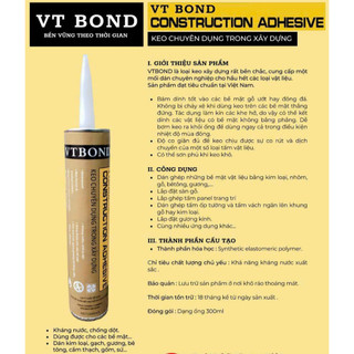 Keo bond/Keo đa năng/Keo xây dựng đa năng VTbond 300ml màu trắng sữa