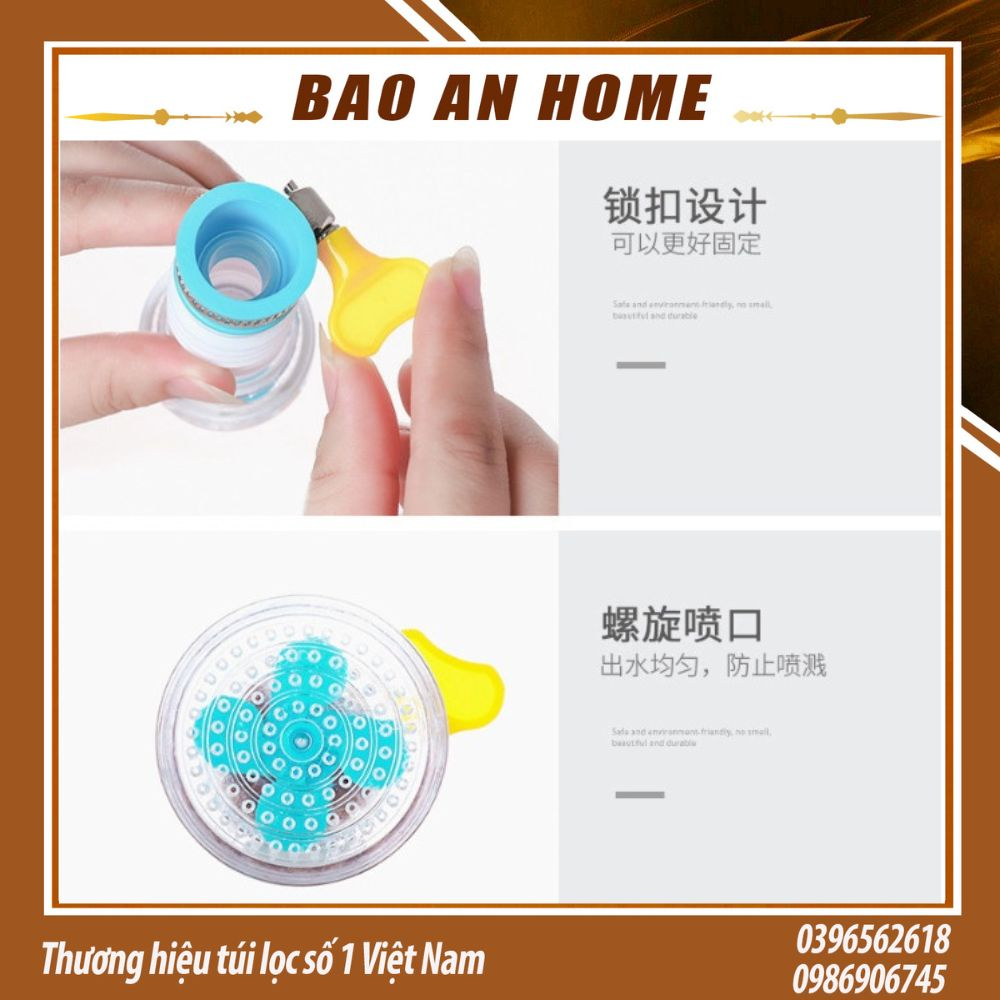 Vòi Nước Hoa Sen Lò xo Nhựa - Đầu Hoa Sen Gắn Vòi Nước Giúp Tiết Kiệm Nước , Dùng Cho Vòi 16 - 19mm- BAOANHOME