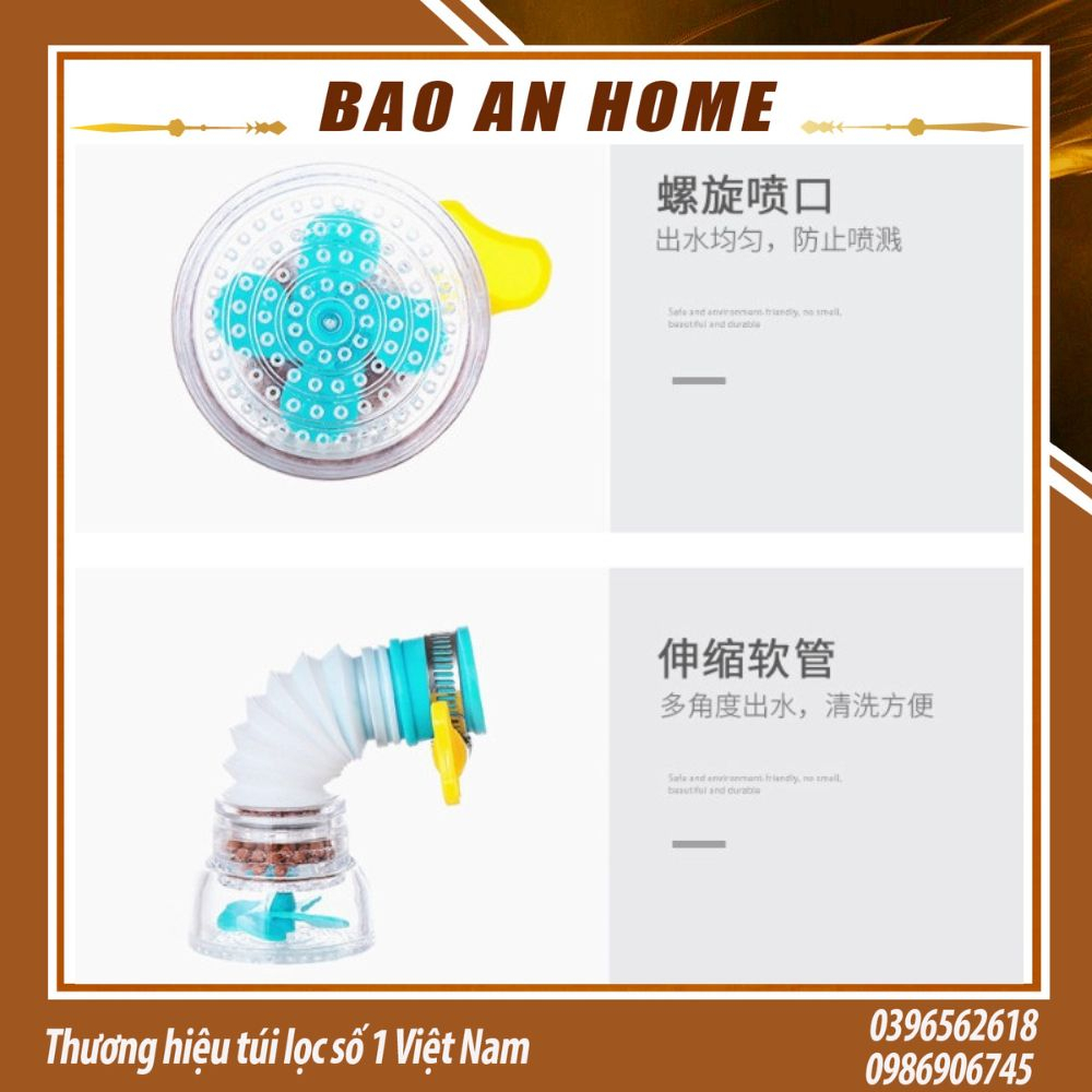Vòi Nước Hoa Sen Lò xo Nhựa - Đầu Hoa Sen Gắn Vòi Nước Giúp Tiết Kiệm Nước , Dùng Cho Vòi 16 - 19mm- BAOANHOME