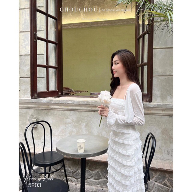 Váy body 2 dây dáng dài kèm áo khoác hàng Quảng Châu cao cấp