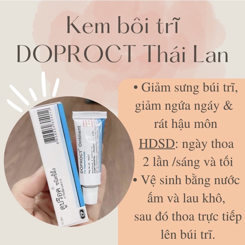 Kem Bôi Trĩ DOPROCT Thái Lan giúp co và giảm đau ngay sau 1 tuần sử dụng