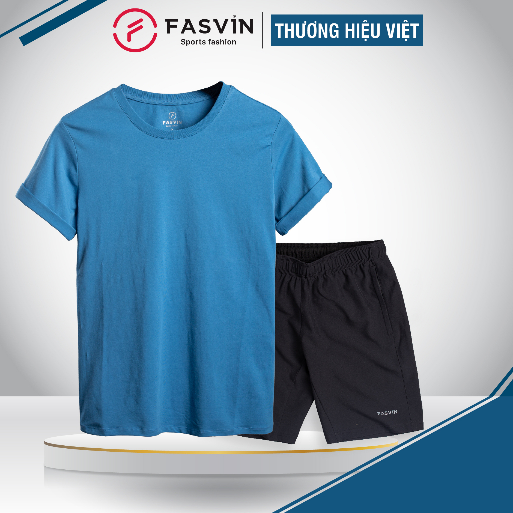 Bộ quần áo nam Fasvin AT22503.HN áo cotton quần gió hàng đẹp và rất tiện dụng hàng ngày.
