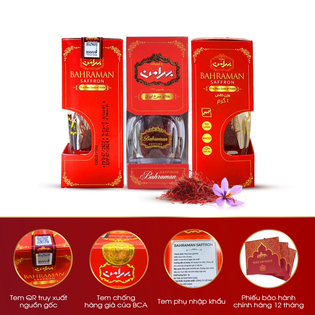 Nhụy Hoa Nghệ Tây thương hiệu SAFFRON BAHRAMAN lọ 0,5Gr