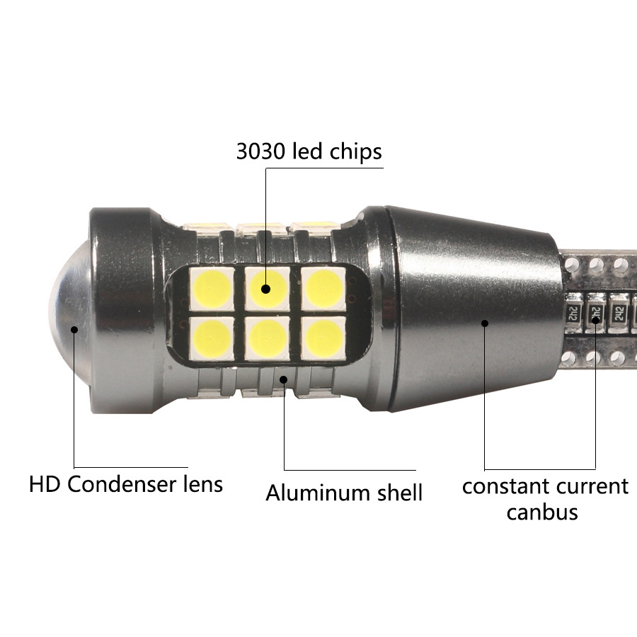 BÓNG ĐÈN LED 27SMD 3030 CÓ THẤU KÍNH - CHÂN T15 T20 7440 7443 1156 1157 CÓ CANBUS DÀNH CHO Ô TÔ 12V