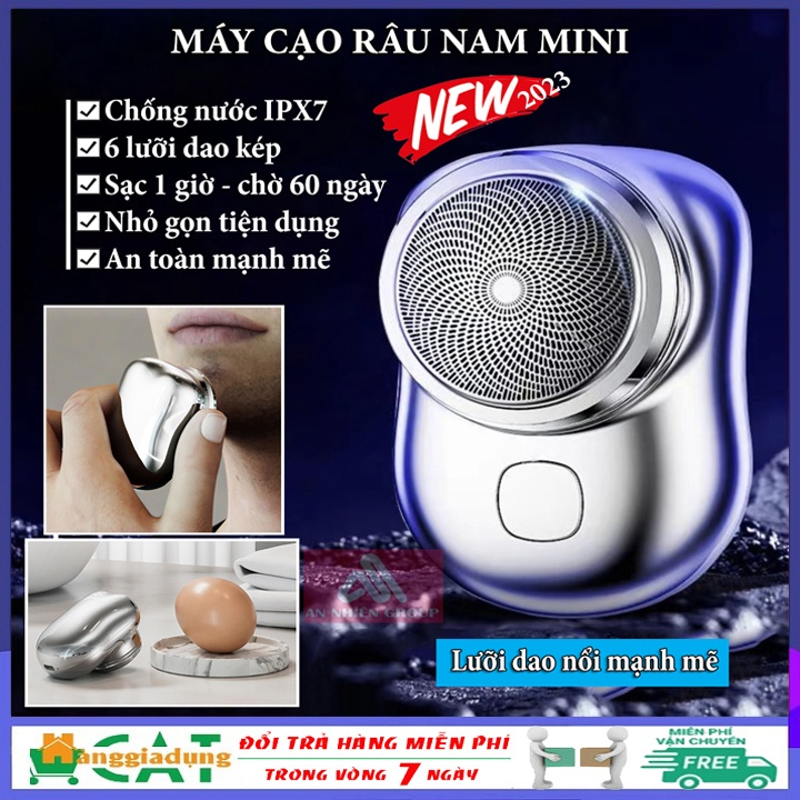Máy Cạo Râu Mini 6 Lưỡi Kép Tự Mài, Dao Cạo Râu Điện Chống Nước IPX7 Nhỏ Gọn Bỏ Túi Siêu Tiện Dụng