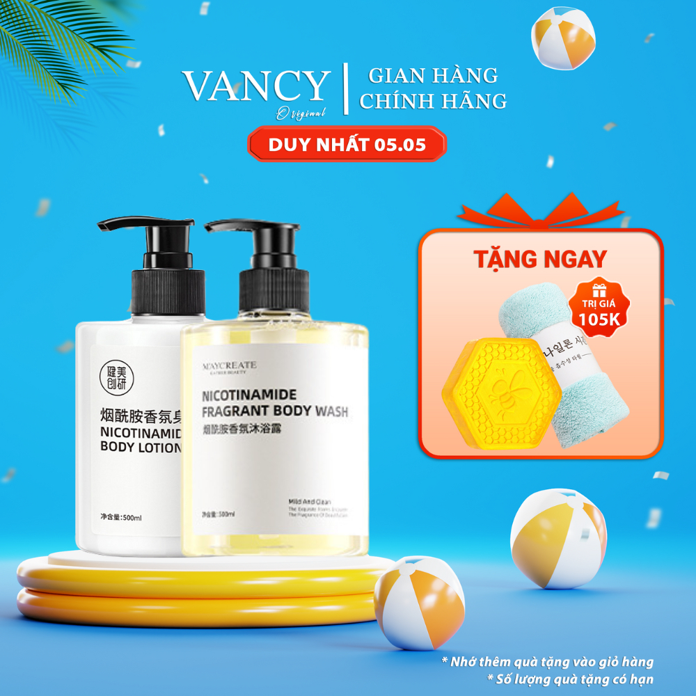 Combo Sữa Dưỡng Thể, Sữa Tắm Dưỡng Trắng Niacinamide 500ml Hương Quyến Rũ, VANCY | BigBuy360 - bigbuy360.vn
