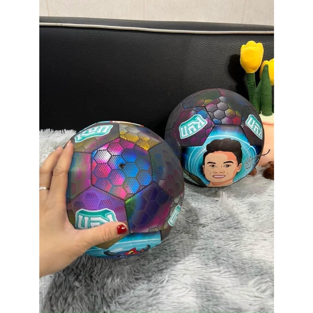 Bóng đá cho bé, bóng da kun  trái banh kun phản quang cỡ 5 tặng đầu kim và giỏ treo bóng
