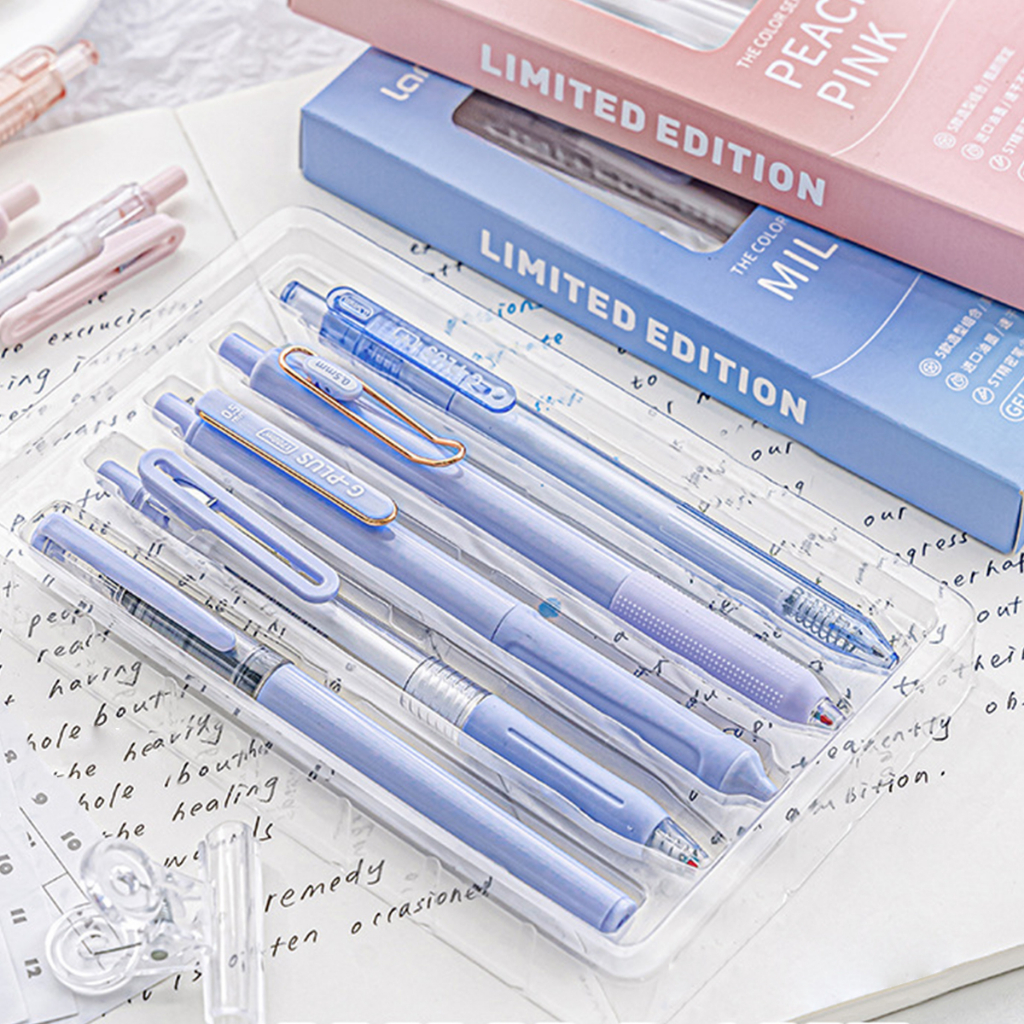 Set 5 bút gel đen Languo 5 vỏ màu