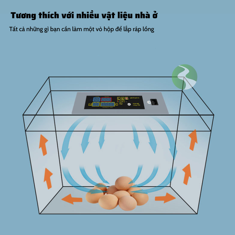 Máy ấp trứng Dương Ninh lắp thùng xốp ấp trứng đảo tay, bảo hành chính hãng