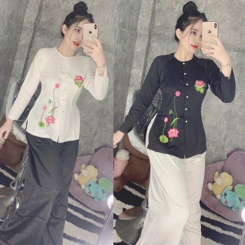 ÁO BÀ BA THÊU HOA SEN