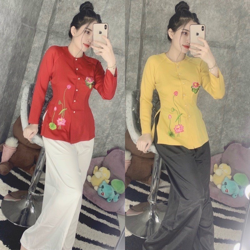 ÁO BÀ BA THÊU HOA SEN