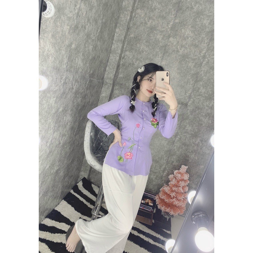 ÁO BÀ BA THÊU HOA SEN