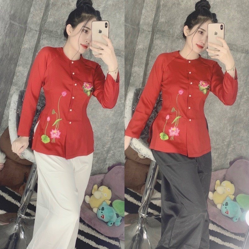 ÁO BÀ BA THÊU HOA SEN