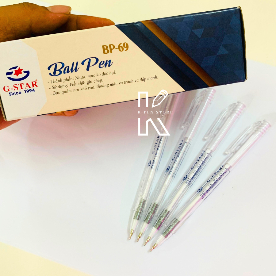 Hộp 24 Cây Bút Bi 0.5mm G-Star BP69 Mực Xanh Sản Xuất Tại Malaysia - VPP Happy Kids