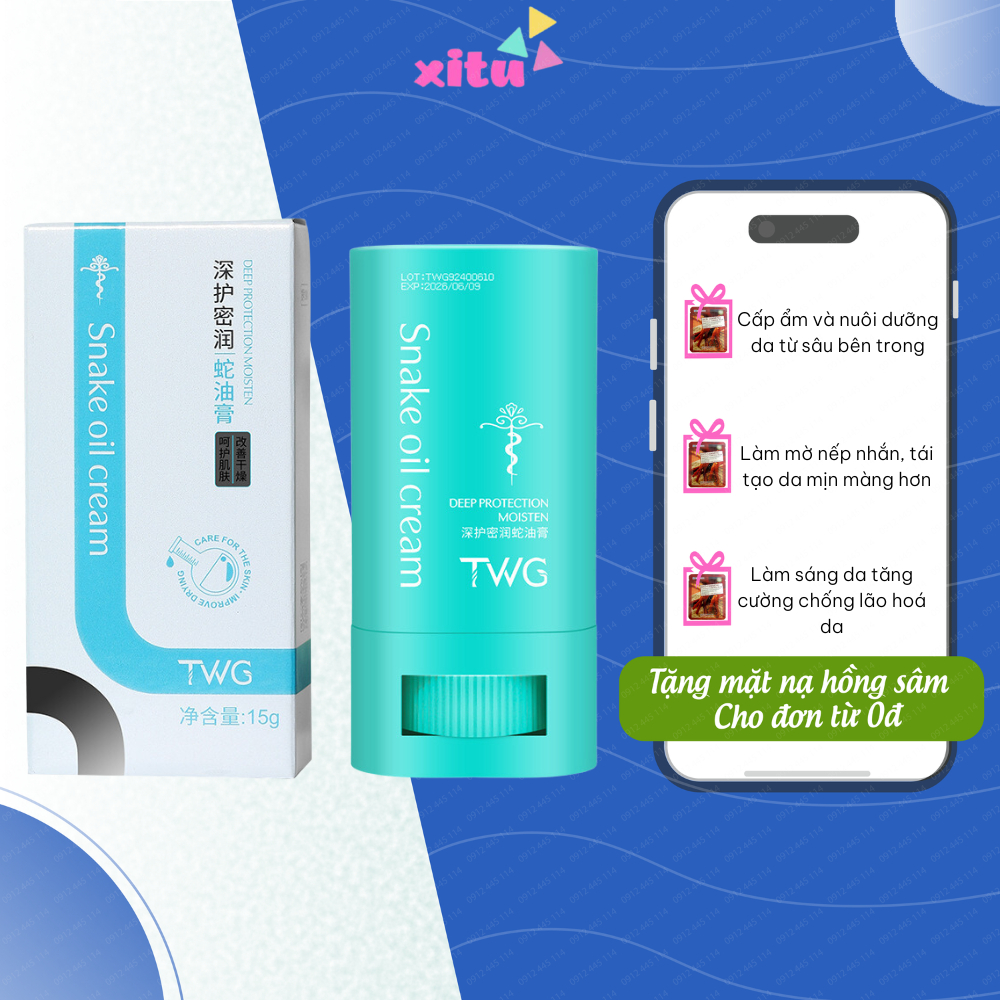 Thanh lăn tinh chất mỡ trăn TWG, trẻ hoá da vùng cổ, dưỡng trắng nâng tone, cải thiện vùng da rắn, nâng cơ, mờ nếp nhăn