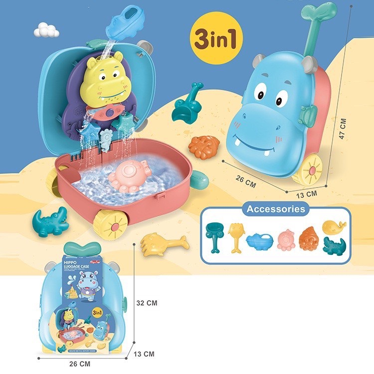 Vali kéo đồ chơi bé trai bé gái đi biển xúc cát nghịch nước, nhà tắm valy mới hot hè 2023