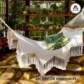 Võng Macrame thiết kế size 1mx3m đan thủ công phong cách Bắc Âu sang trọng dày dặn, bền đẹp êm ái