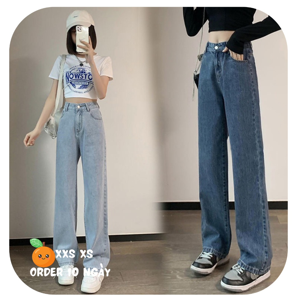 Quần Jeans Size XXS XS Dáng Dài Màu Xanh Eo từ 58 Hàng Quảng Châu