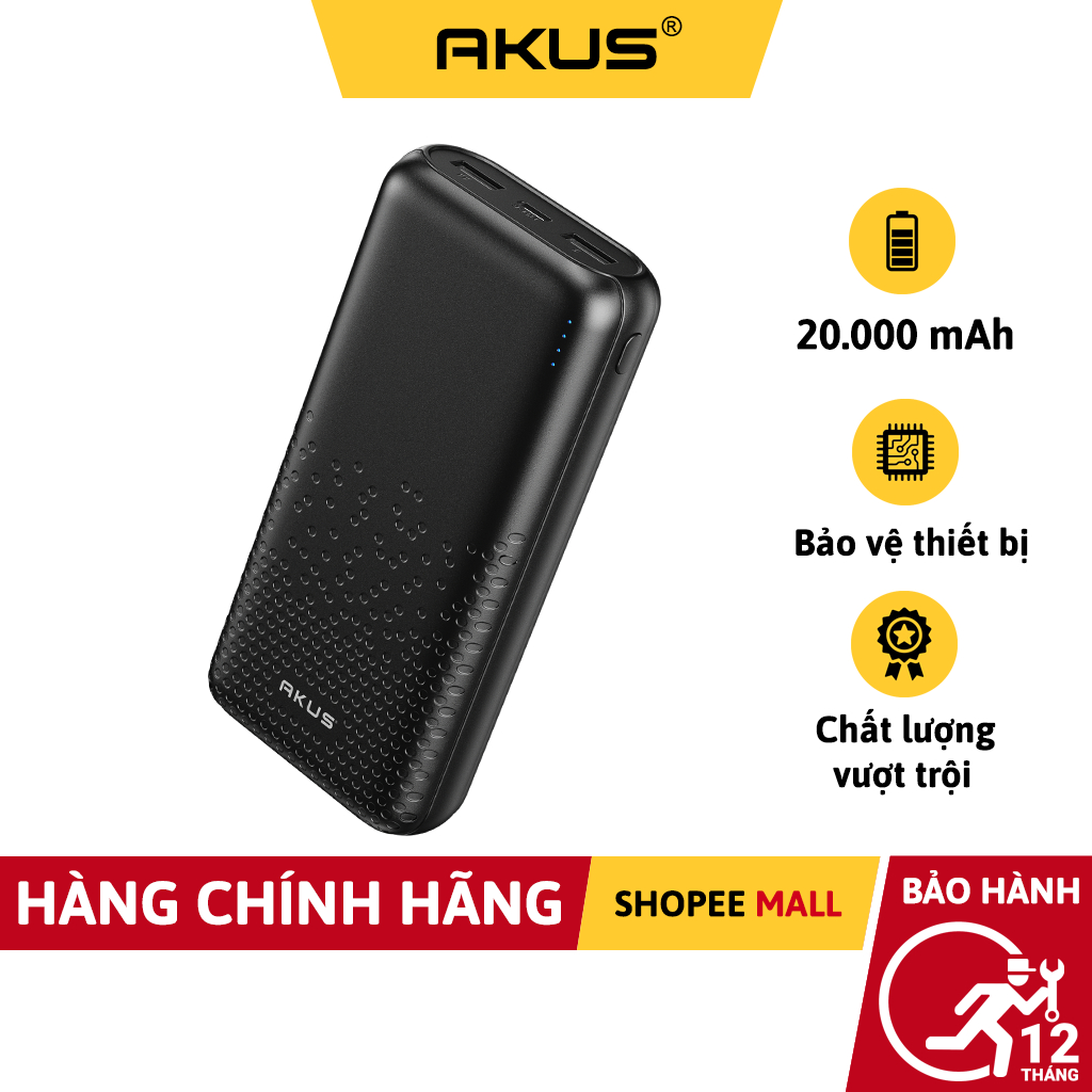 Sạc dự phòng 20000 mah DP131 - AKUS Hàng Chính Hãng