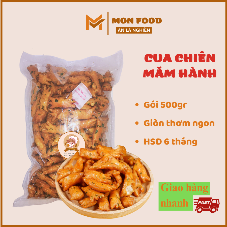 500G Bánh Quẩy Cua Vị Mắm Hành, Quẩy Cua Chiên Mắm Hành, đồ ăn vặt ngon