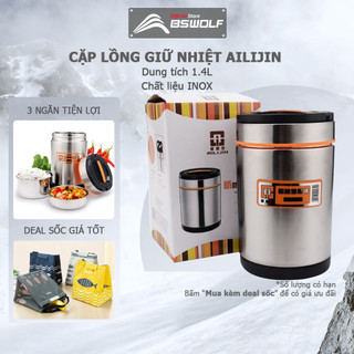 Cặp Lồng Cơm Cà Men Giữ Nhiệt Inox 304 3 Ngăn Dung Tích 1.4L 2 Lớp Chống Tràn Đổ Giữ Nhiệt Trên 6h