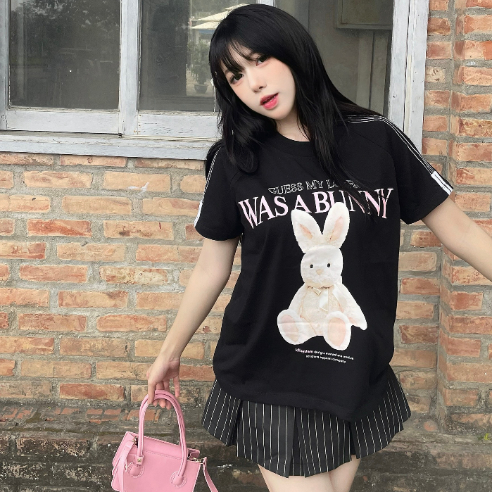 Áo thun form fit Kill System Bunny Club màu đen chất vải cotton