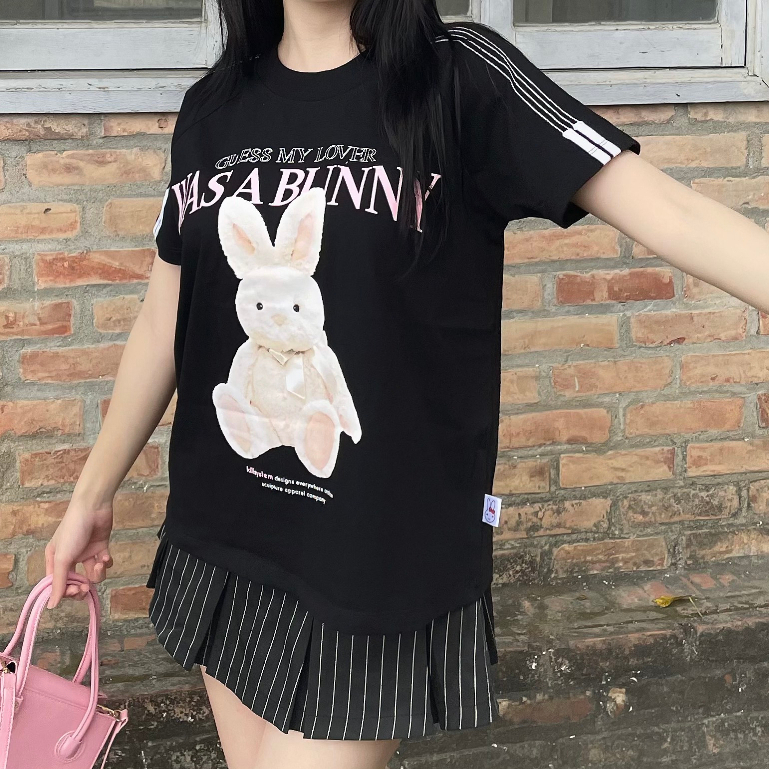 Áo thun form fit Kill System Bunny Club màu đen chất vải cotton