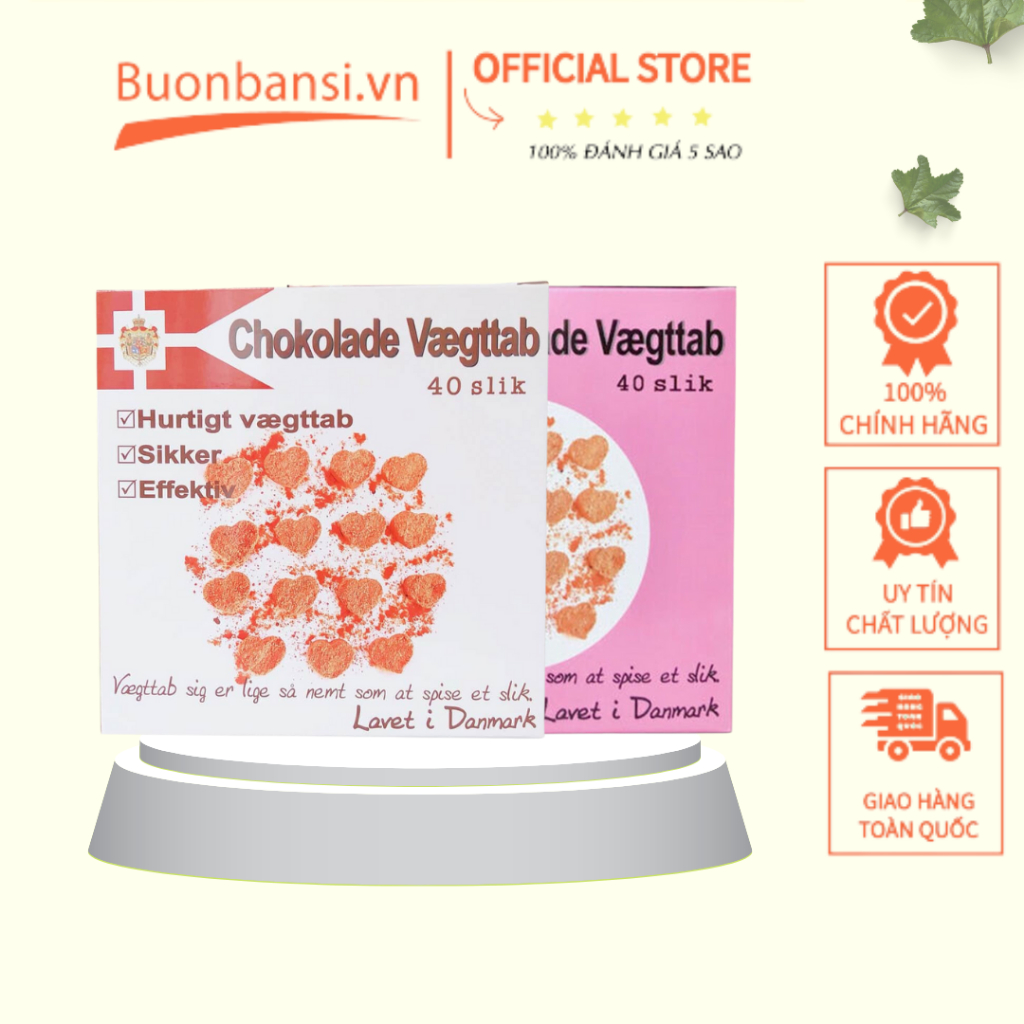 Kẹo Socola Giảm Cân Chokolade Vaeqttab Đan Mạch 40 viên - 2 Loại Trắng Và Hồng