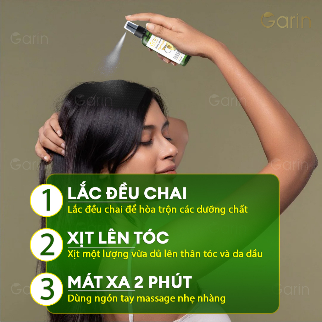 Bộ 2 chai tinh dầu bưởi xịt mọc tóc nhanh pomelo GARIN dưỡng tóc kích mọc tóc giảm rụng tóc rõ rệt cho tóc dày hơn