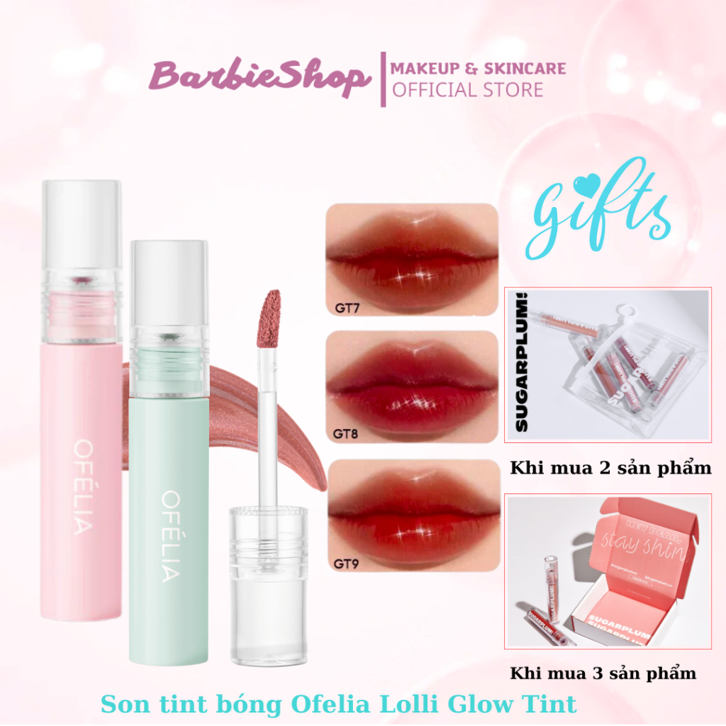 [OFÉLIA] Son Tint Bóng Lâu Trôi Cho Đôi Môi Căng Mọng Ofélia Lolli Glow Tint 3.9g