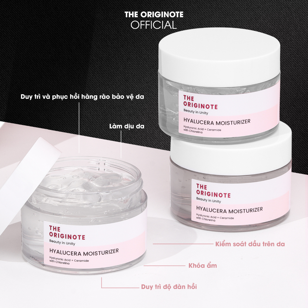 Gel dưỡng ẩm phục hồi The Originote Hyalucera Moisturizer với Hyaluronic Acid và Ceramide Chlorelina 50ml 7618