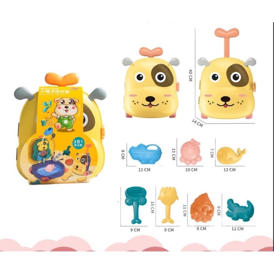 Vali kéo đồ chơi bé trai bé gái đi biển xúc cát nghịch nước, nhà tắm valy mới hot hè 2023