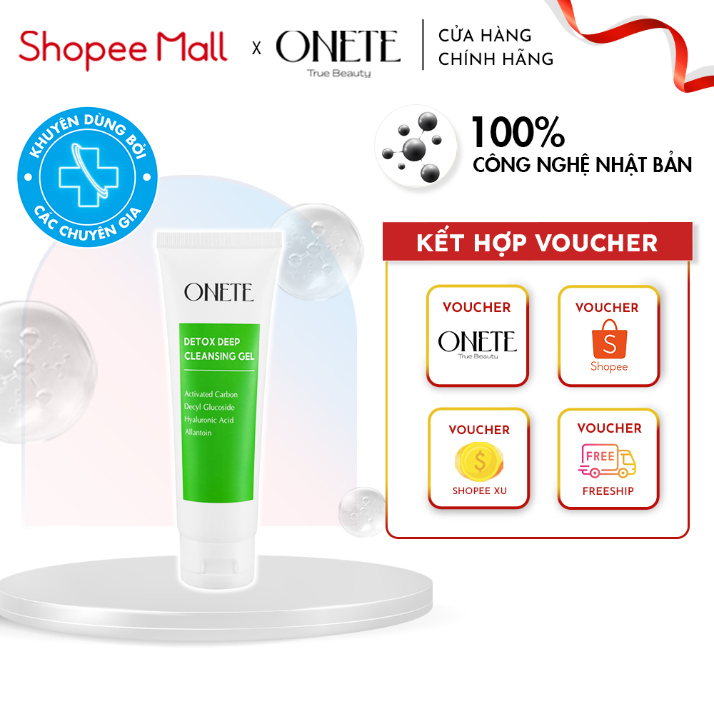 Sữa rửa mặt Onete giúp làm sạch sâu lỗ chân lông giảm bã dầu nhờn Detox Deep Cleansing Gel 120ml