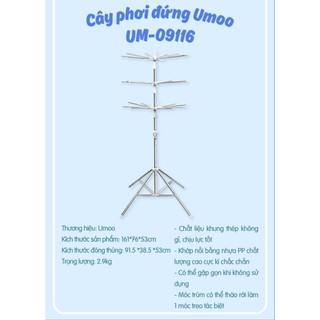 Cây Phơi đồ inox Umoo UM -09116 cho bé đa năng, gấp gọn