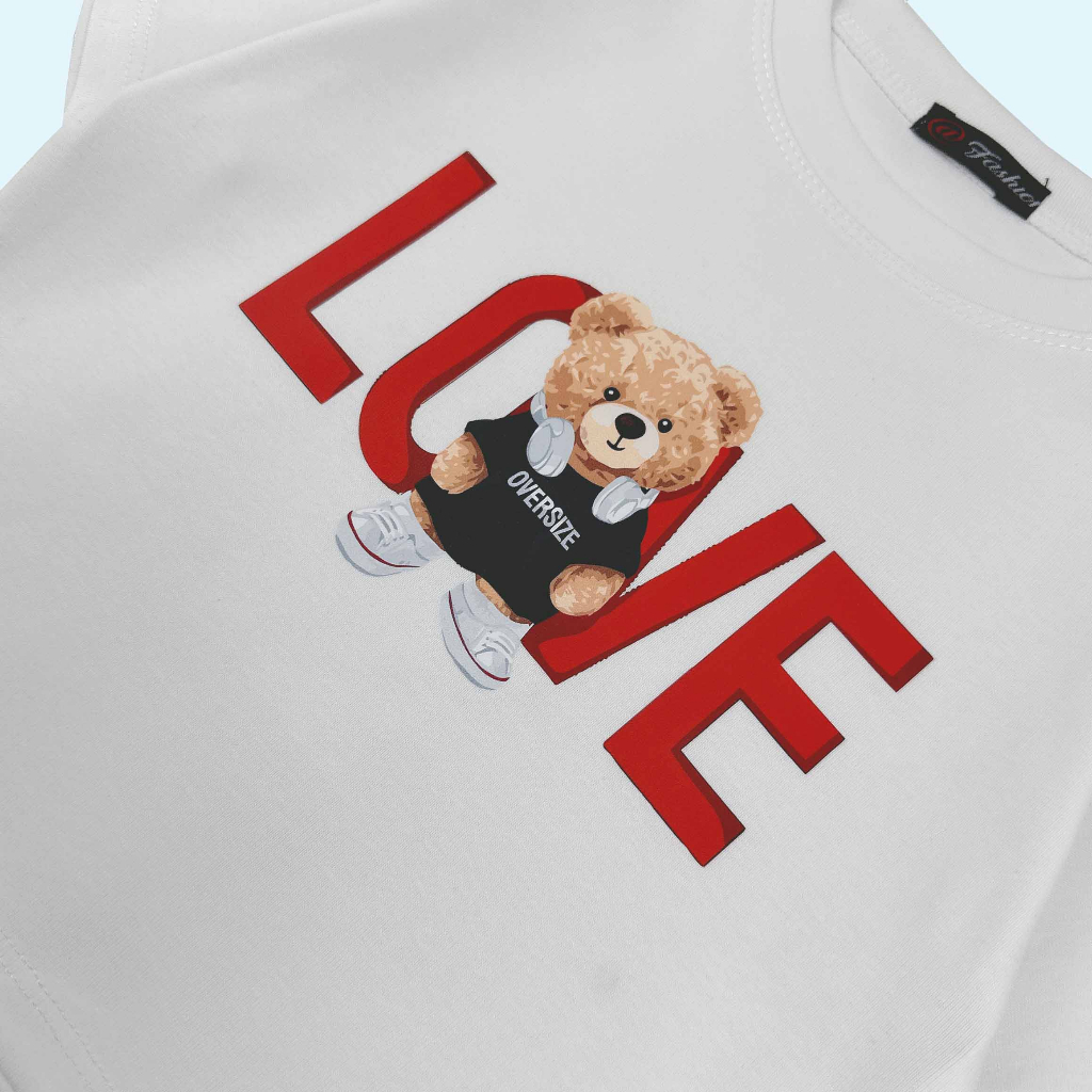 Áo thun croptop nữ HY KOREA in Bear Love 1273 tay ngắn