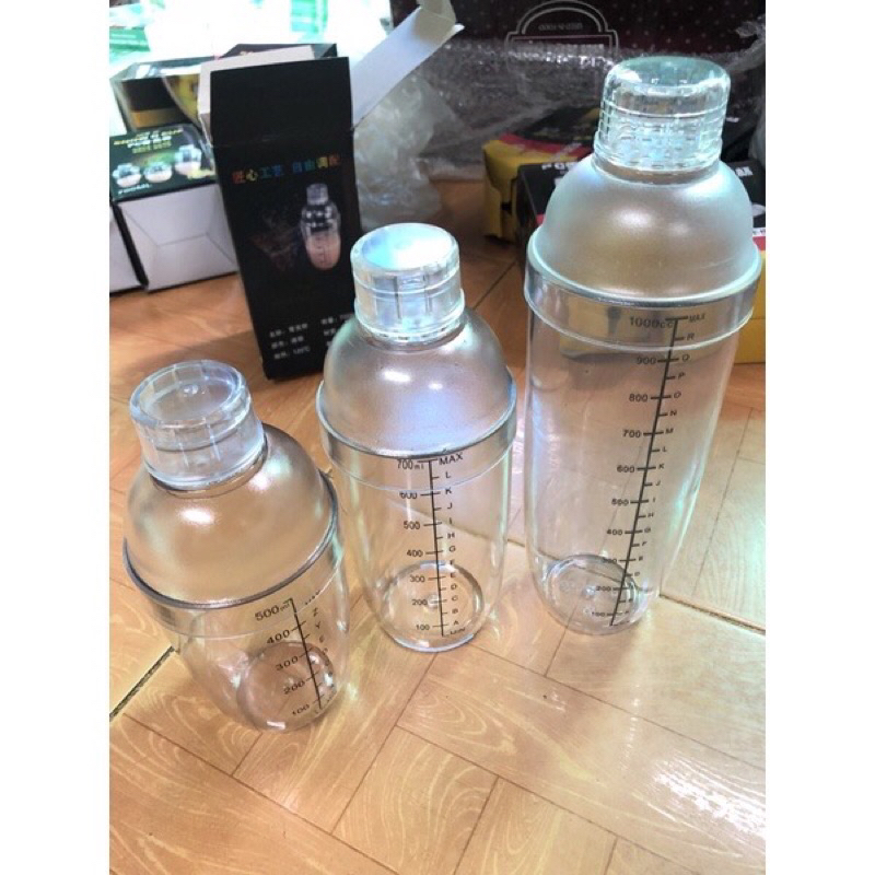 Ly lắc pha chế nhựa trong 350ml 500ml 700ml 1000ml nhựa dày không rĩ cốc pha chế cocktail lắc cà phê sữa có vạch đo