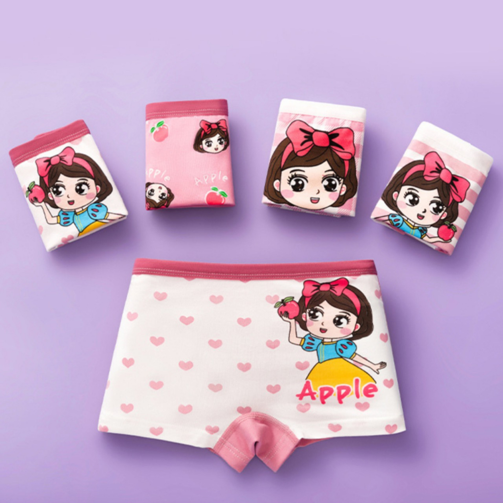 Set 4 Quần chíp đùi cho bé gái 7-34kg vải cotton mềm mát quần đùi chip họa tiết hoạt hình công chúa đáng yêu cho bé gái