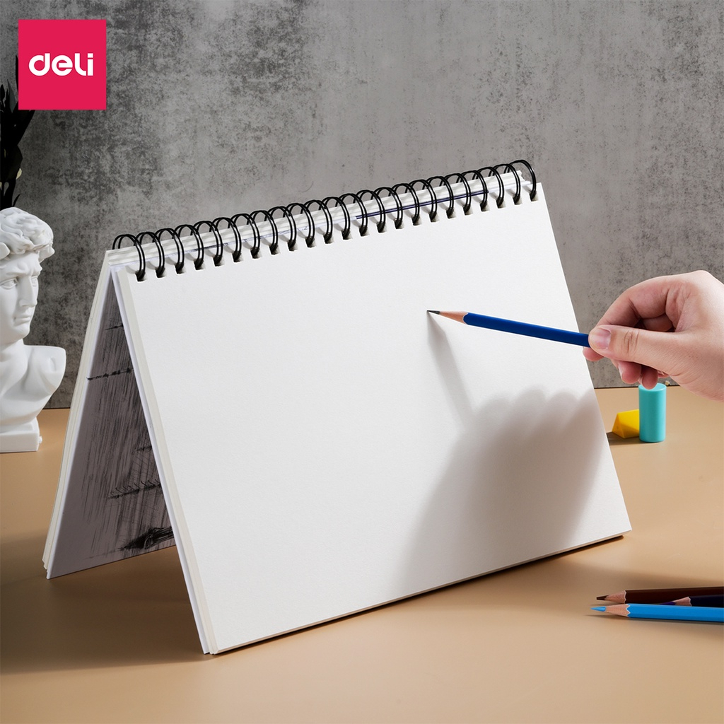 Sổ Tay Vẽ Phác Thảo 160gsm 120 Trang Finenolo Deli - Sketchbook Giấy Trơn Gáy Xoắn Ngang Và Dọc vẽ ký họa