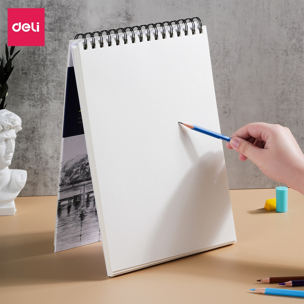 Sổ Tay Vẽ Phác Thảo 160gsm 120 Trang Finenolo Deli - Sketchbook Giấy Trơn Gáy Xoắn Ngang Và Dọc vẽ ký họa